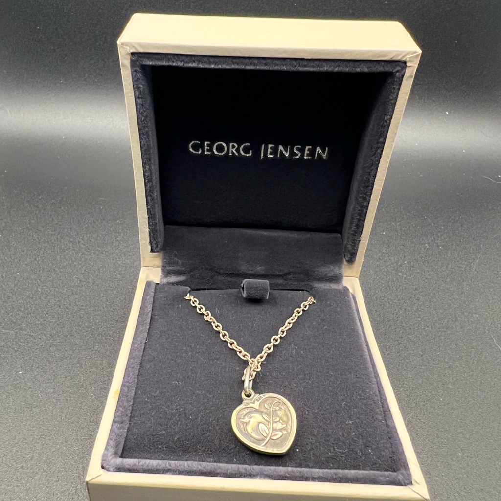 Georg Jensen Bird Heart Necklace Pendant Top Charm 925 Vintage